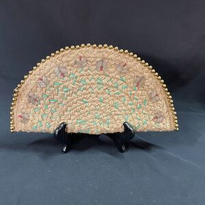 Antik Kraft Jute Clutch Natural Material Zip Up Half Circle Purse Bag